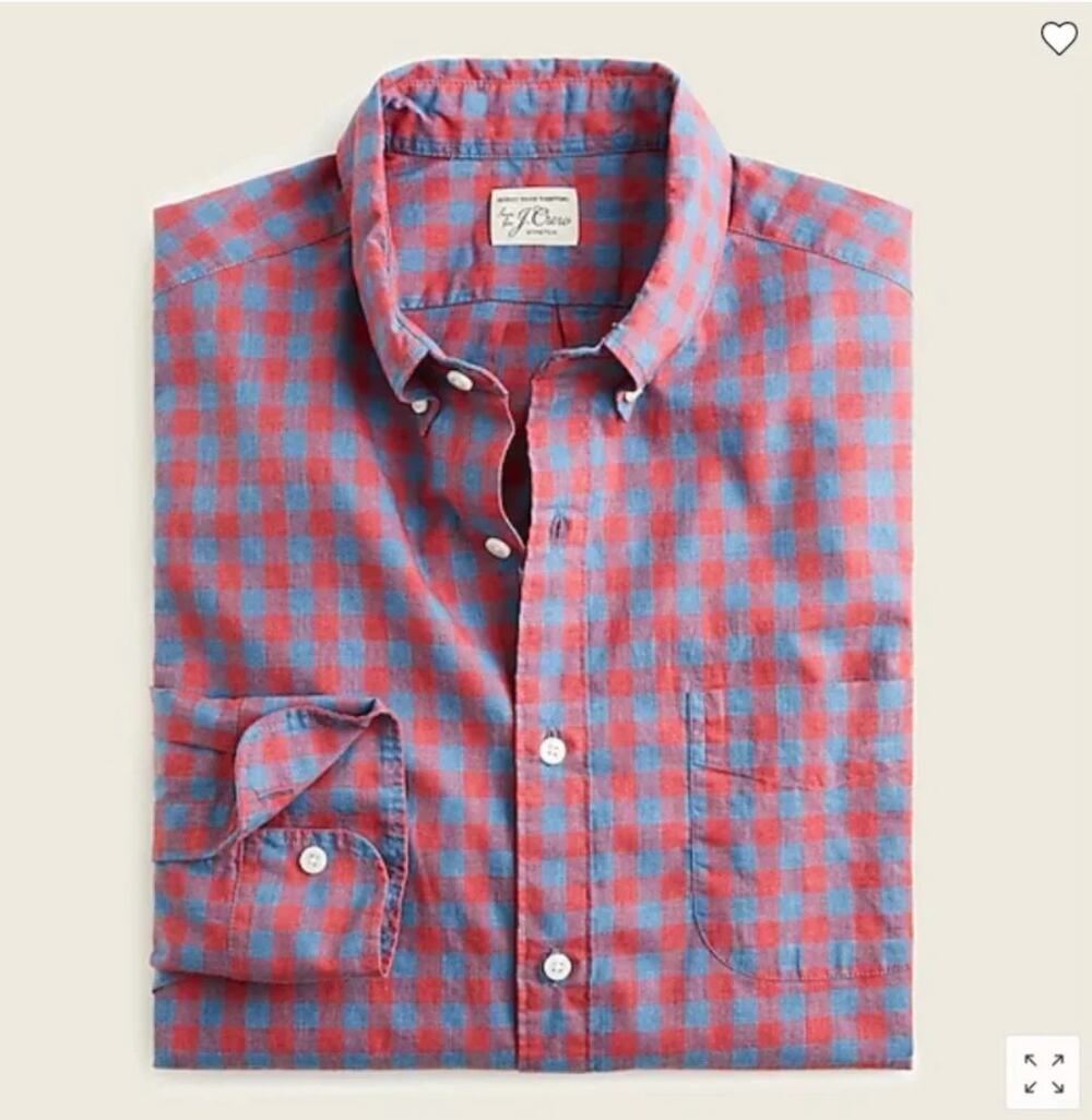 J. Crew Slim Untucked Stretch Secret Wash Shirt Seashore Red AA431 Size S